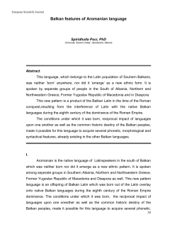 Balkan features of Aromanian language