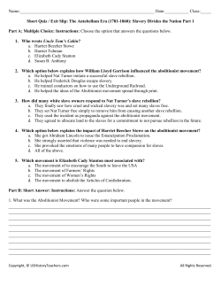 Short Quiz / Exit Slip: The Ant