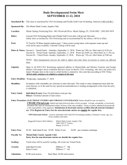 Dade Developmental Swim Meet SEPTEMBER 11