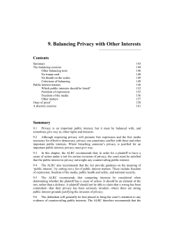 9. Balancing Privacy with Other Interests