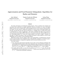 Approximation and Fixed Parameter Subquadratic Algorithms for