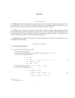 MERGERS 1.1. Horizontal. Horizontal mergers are mergers