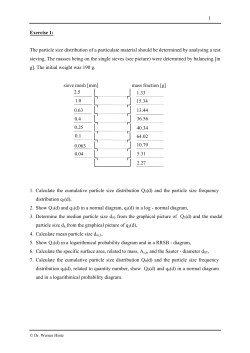 1 Exercise 1: The particle size distribution of a particulate material