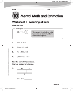 Mental Math and Estimation