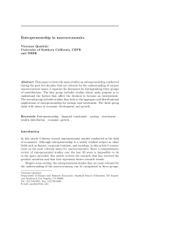 Entrepreneurship in macroeconomics