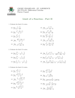 Limit of a Function - Part II - SLC Home Page