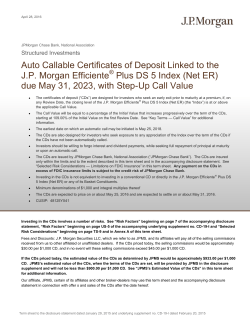 Auto Callable Certificates of Deposit Linked to the JP