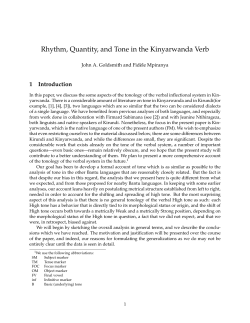 Rhythm, Quantity, and Tone in the Kinyarwanda Verb