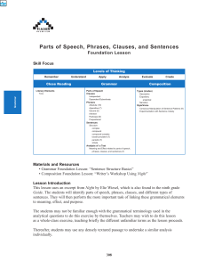 Parts of Speech, Phrases, Clauses, and Sentences