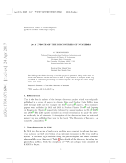 2016 Update of the discovery of nuclides
