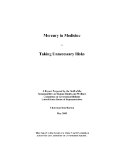 Mercury in Medicine &ndash; Taking Unnecessary Risks