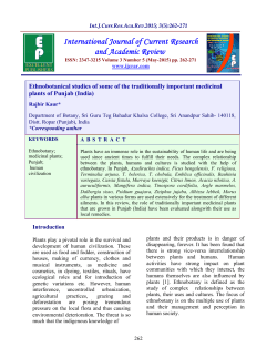 Ethnobotanical studies of some of the traditionally important