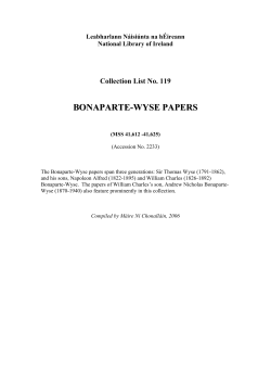 bonaparte-wyse papers - National Library of Ireland