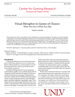 Center for Gaming Research Visual Metaphor in Games of Chance: