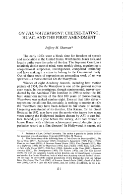 HUAC, AND THE FIRST AMENDMENT