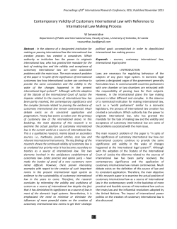 Contemporary Validity of Customary International Law with