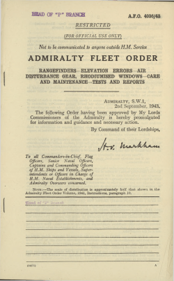 ADMIRALTY FLEET ORDER - Royal Australian Navy