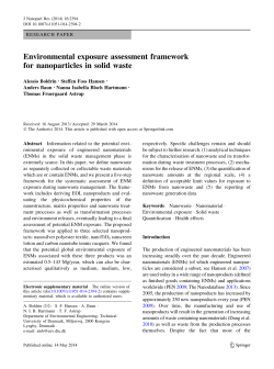 Environmental exposure assessment framework for