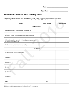 CHM101 Lab &ndash; Acids and Bases &ndash; Grading Rubric