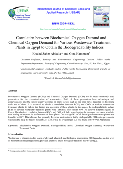 Correlation between Biochemical Oxygen Demand and Chemical