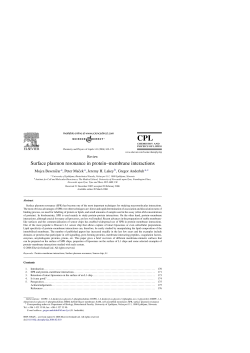 Surface plasmon resonance in protein&ndash;membrane interactions