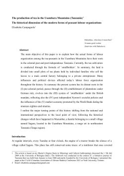 The production of tea in the Usambara Mountains (Tanzania)1 The