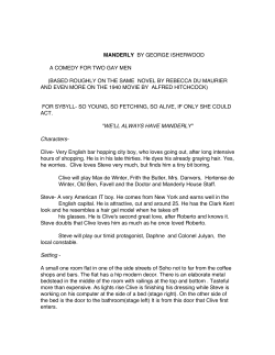 MANDERLY BY GEORGE ISHERWOOD A COMEDY FOR TWO