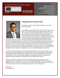 November 2016 Board Newsletter - Foundations For the Future