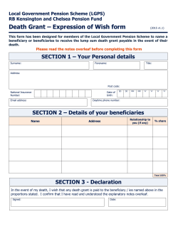 Death Grant &ndash; Expression of Wish form