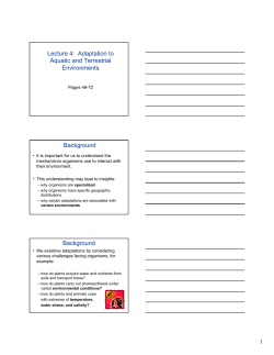 Lecture 4: Adaptation to Aquatic and Terrestrial Environments