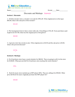 Discounts and Markups Answers