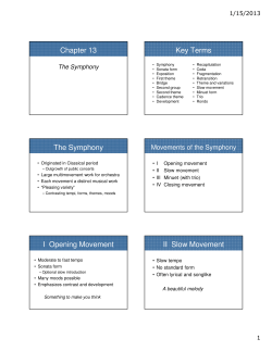 Chapter 13 Key Terms The Symphony I Opening Movement II Slow