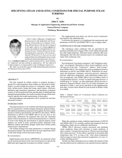 specifying steam and rating conditions for special purpose steam