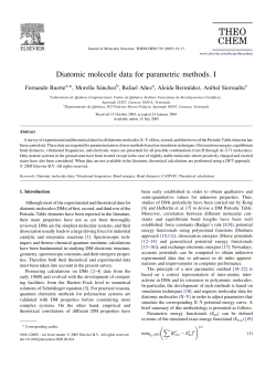 Diatomic molecule data for parametric methods. I