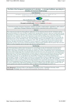 The Role of the European Commission in Co-decision