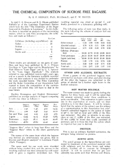 "THE CHEMICAL COMPOSITION OF SUCROSE FREE BAGASSE