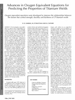 Advances in Oxygen Equivalent Equations for Predicting the