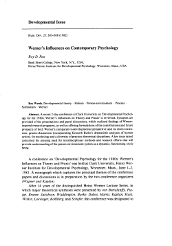 Developmental Issue Werner`s Influences on Contemporary