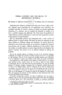 Verbal Context and the Recall of Meaningful Material