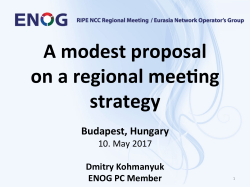 A modest proposal on a regional mee ng strategy