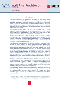 World Prison Population List - International Centre for Prison Studies