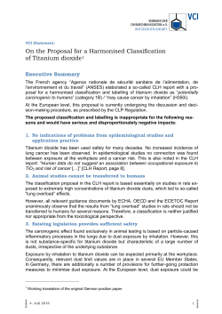 On the Proposal for a Harmonised Classification of Titanium dioxide1