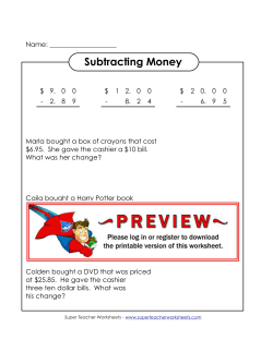 Subtracting Money - Super Teacher Worksheets