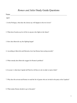Romeo and Juliet Study Guide Questions