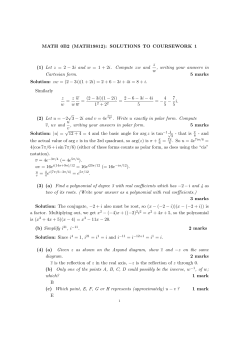 MATH 0B2 (MATH19812): SOLUTIONS TO COURSEWORK 1 (1
