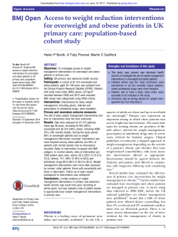 Access to weight reduction interventions for overweight