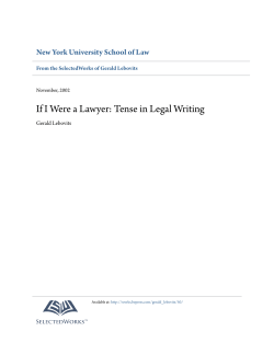 If I Were a Lawyer: Tense in Legal Writing - SelectedWorks