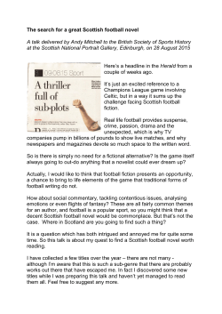 The search for a great Scottish football novel A talk delivered by