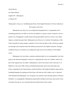 Shakespeare`s King Lear: Establishing the Roots of the English