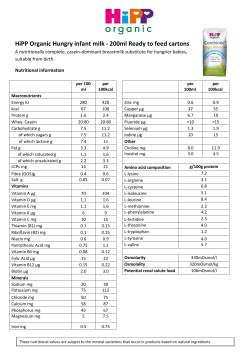 HiPP hungry infant milk 200ml ready to feed datacard